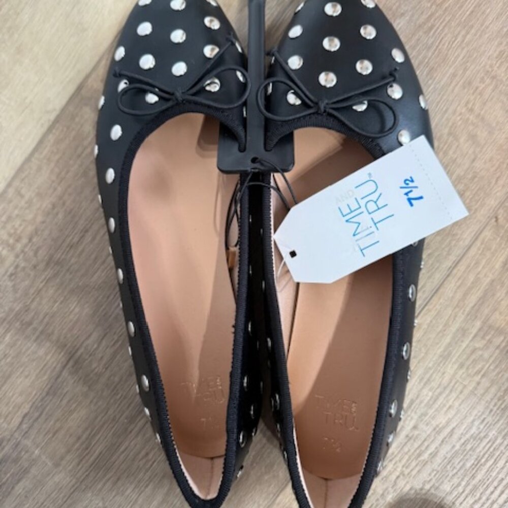 NEW Time and Tru Black with Silver Studs Slip On Shoes Women Size 7.5